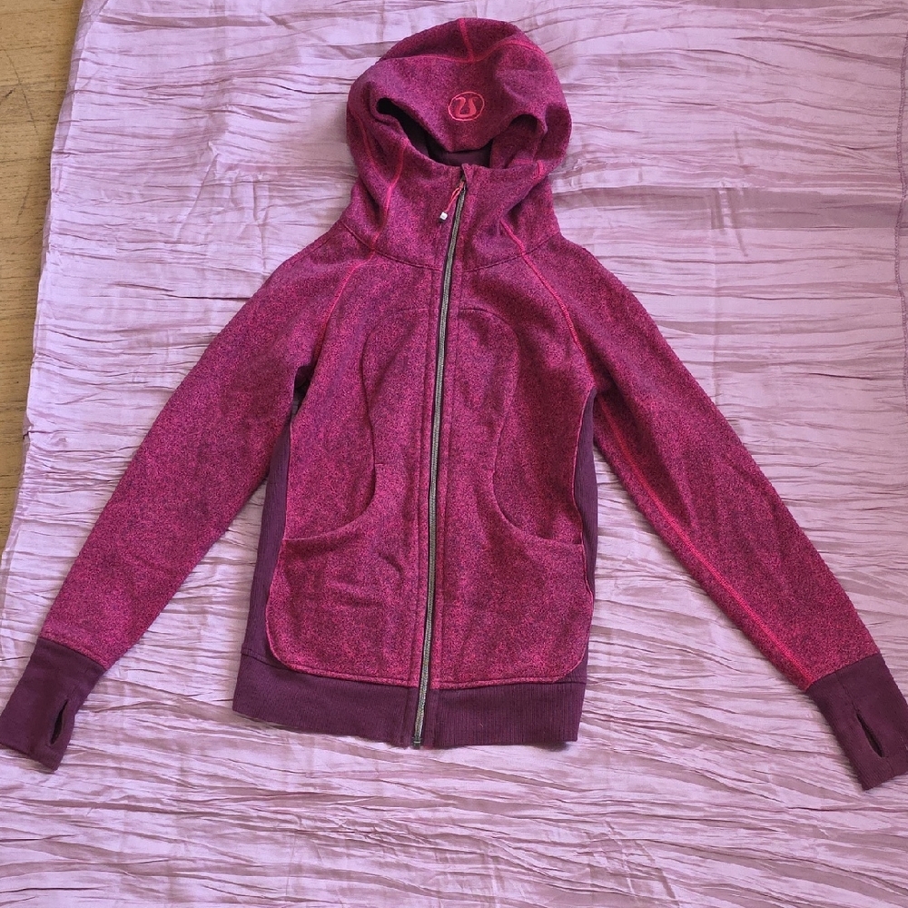 lululemon athletica Marled Raspberry Zip-Up Hoodie